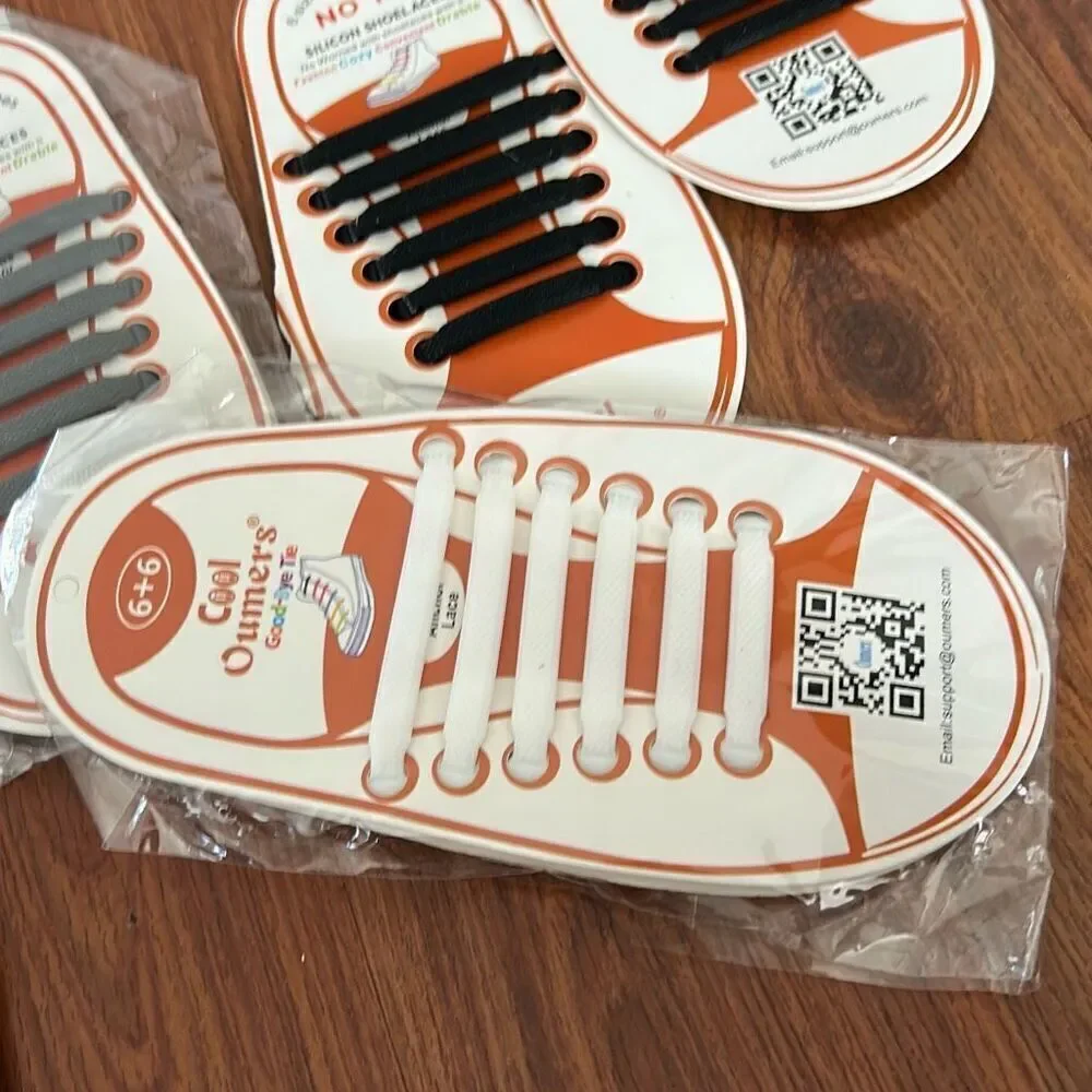 New Cool Oumers 4 pair silicone no tie shoelaces